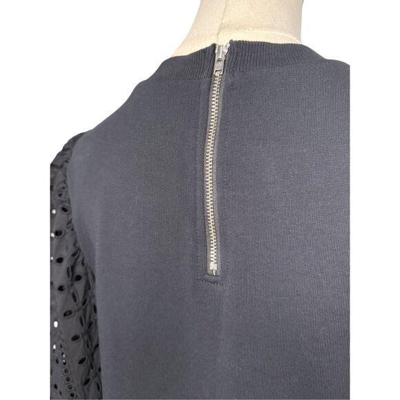 Anthropologie Othilia Imogen Women’s Small Black Eyelet Pullover Long Sleeve Top - Picture 9 of 11